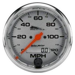 Auto Meter 3 3/8in. Electronic Speedometer   120 mph   Silver Face 19352 Automotive