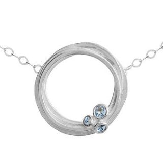 silver and aqaumarine swirl necklace by kate smith jewellery