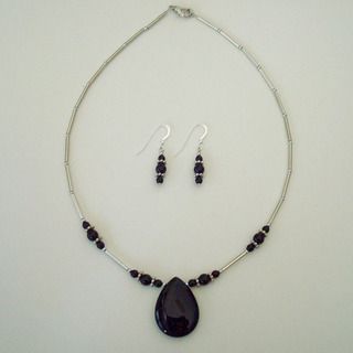 Jewelry by Dawn Black Onyx Teardrop Necklace And Earring Set Jewelry by Dawn Jewelry Sets