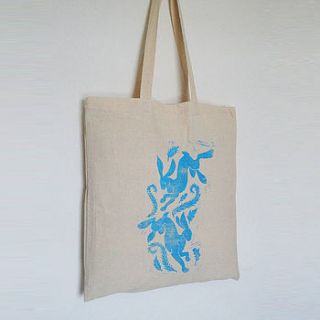 playing hares cotton tote bag by kat whelan illustrations