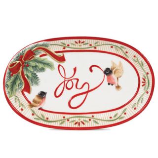 Fitz and Floyd Damask Holiday Sentiment Oval Serving Tray
