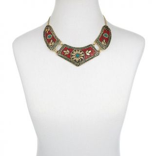 BAJALIA "Chandi" Three Station Mosaic Collar 18 1/4" Necklace