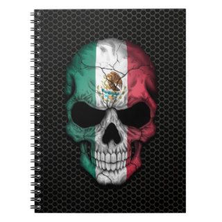 Mexican Flag Skull on Steel Mesh Graphic Spiral Notebook