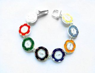 Icon Collection Silver   Plated Poker Chips Casino Bracelet Jewelry
