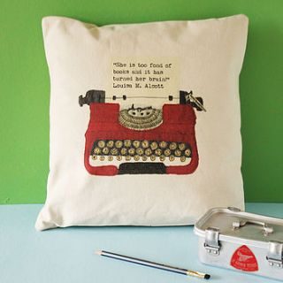 personalised vintage typewriter cushion by snapdragon