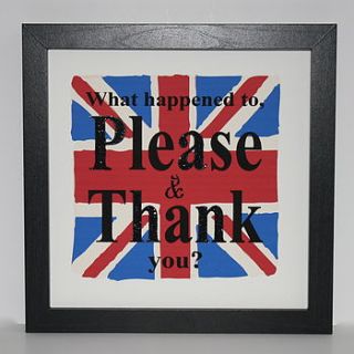 please and thank you framed art print by debono & bennett