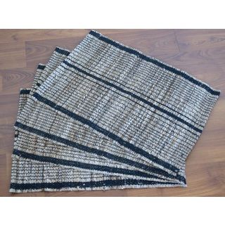 Set of 4 Handwoven Stripe Natural Placemats (India) Placemats/Napkins
