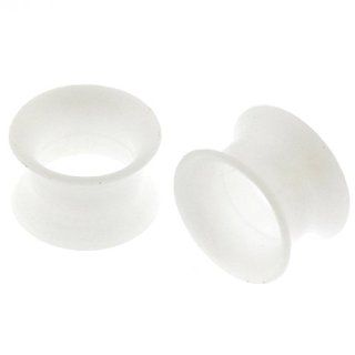 White Flexible Silicone Flesh Tunnel Plugs   1/2" (12.7 mm)   Sold as a Pair Body Jewelry Plugs Jewelry