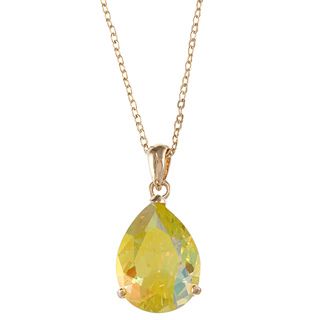 City Style Goldtone Pear cut Lime Green Cubic Zirconia Necklace City Style Cubic Zirconia Necklaces