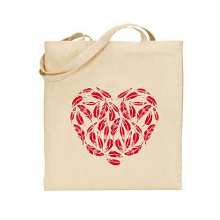 cotton tote bag, feather heart by alice rebecca potter