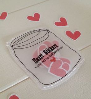 handmade heart stickers in a sewn paper jar by halfpinthome