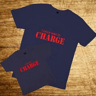 father and child 'i am in charge' t shirt set by banana lane designs