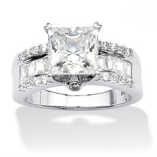 Ultimate CZ Platinum over Silver Princess cut Cubic Zirconia Ring Palm Beach Jewelry Cubic Zirconia Rings