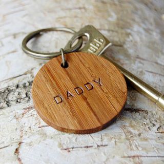 personalised daddy wooden circle keyring by clara and macy