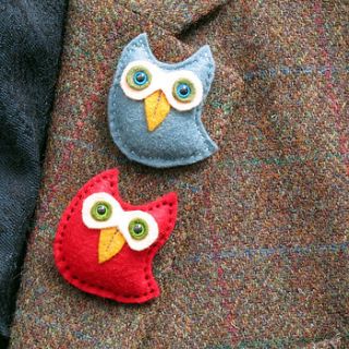 handmade felt owl brooch by thebigforest
