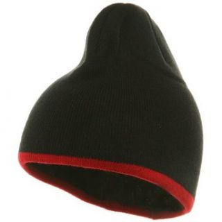 Short Trim Beanie Black Red at  Mens Clothing store