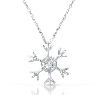 10k White Gold Diamond Snowflake Pendant (GH, I2) Diamond Necklaces
