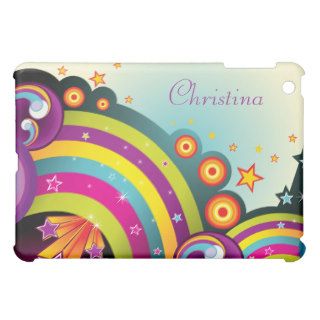Colorful Abstract Rainbows, Stars & Bubbles iPad Mini Cover