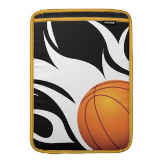 Flaming Basketball Black and White MacBook Air Sleeves