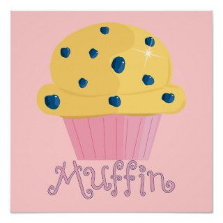 Muffin Cute Blueberry Muffin Print