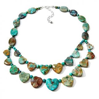 Jay King Anhui Turquoise Heart Shaped Beaded 2 Strand Drop Necklace