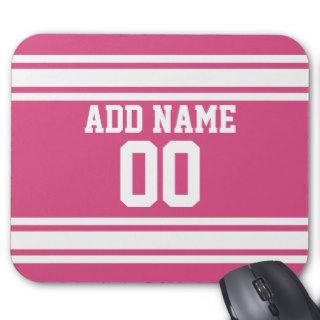 Sports Jersey with Name and Number   Pink White Mousepads
