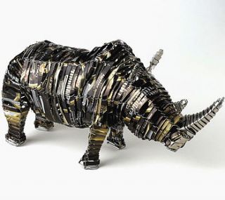 recycled metal rhino by london garden trading
