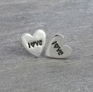 love heart silver stud earrings by melinda mulcahy