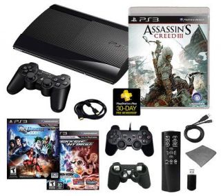 PS3 Slim 500GB Assassins Creed III Bundle with3 Games & More —