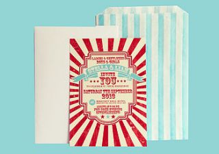 personalised circus wedding invitation by contemporary invitations