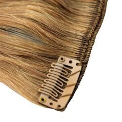 Donna Bella #6/24 (Dark Chestnut / Gold Blonde) 16 inch Full Head Human Remy Hair Extensions Donna Bella Hair Extensions & Wigs