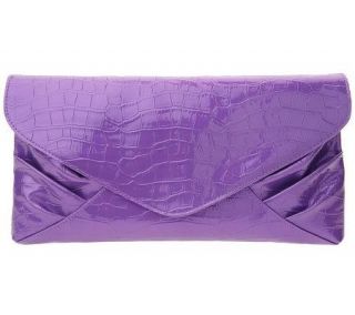 Joan Rivers Glossy Croco Embossed Envelope Style Clutch Bag —