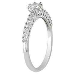10k White Gold 1/2ct TDW 6 Prong Round Solitaire With Side Stones Diamond Ring (G H, I2 I3) Engagement Rings