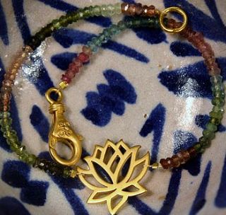 tourmaline gold lotus flower bracelet by vioella