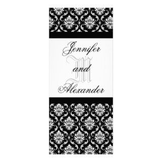 Wedding Monogram Black & White Damask Invitation