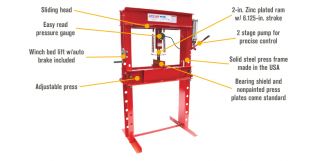 Arcan Shop Press with Bed Winch — 40-Ton, Model# CP400W  Hydraulic Presses