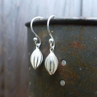 silver pod drop earrings by alice robson jewellery