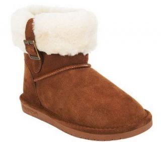 Bearpaw Abby Suede Boots with Sheepskin and Wool Detail —