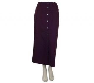 Denim & Co. Classic Waist Button Front Long Denim Skirt —