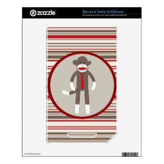 Like a Boss Sock Monkey with Tie on Red Stripes NOOK Color Decals