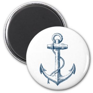 Anchor Nautical Decor Magnet Gift Navy Blue White