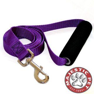 Majestic Pet 1 Inch by 4 Feet Easy Grip Handle Pet Leash for Dogs, Purple 