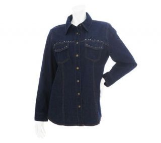 Denim & Co. Denim Shirt Jacket with Heatset Studs —