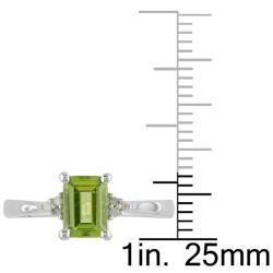 Miadora Sterling Silver Emerald cut Peridot and Diamond accented Ring Miadora Gemstone Rings