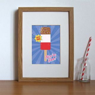 retro style illustrated ice lolly print by applemint designs