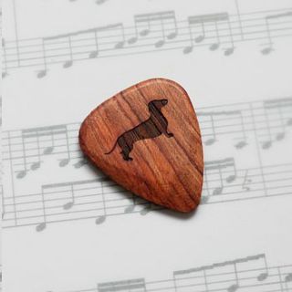 personalised wooden dachshund plectrum by maria allen boutique