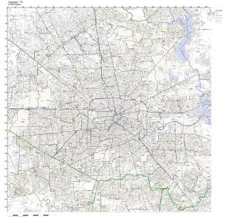 Houston, TX ZIP Code Map Laminated   Prints