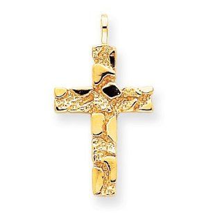 14k Gold Nugget Cross Pendant Jewelry