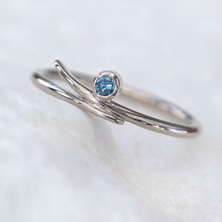 blue diamond ring in 18ct white gold by lilia nash jewellery
