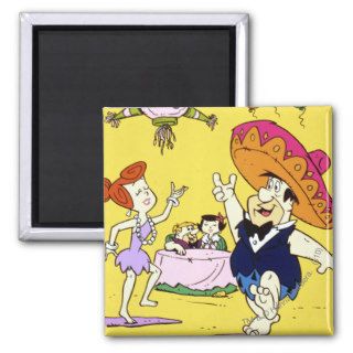 Fred Flintstone Wilma Barney and Betty Fiesta Magnet